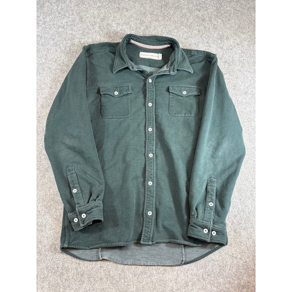 The Normal Brand Flannel Button Up Shirt Men XL Green Utility Casual Relaxed Fit